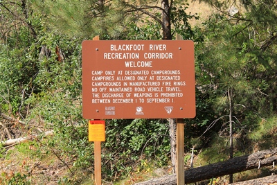 Blackfoot River Recreation Corridor sign at Johnsrud Park