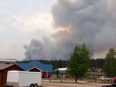 Rice Ridge Fire beyond the Seeley Lake Elementary School 8/28/17